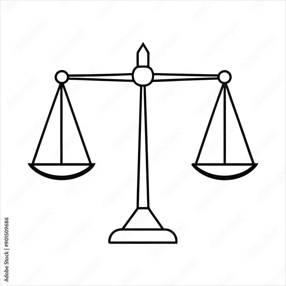 A balanced scale line art vector A balanced scale line art vector