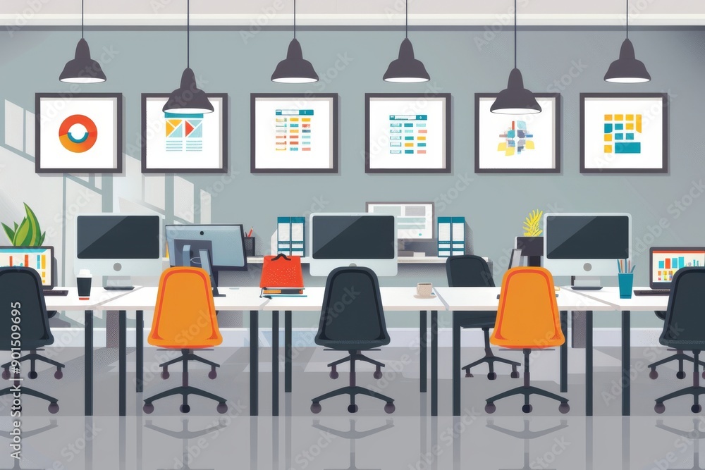 Stylish Modern Office with Creative Workspace Stylish Modern Office with Creative Workspace
