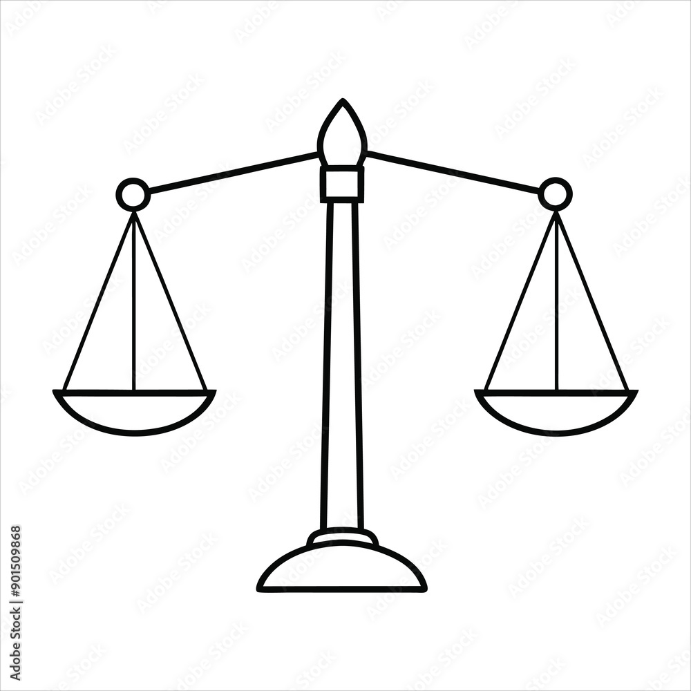 A balanced scale line art vector A balanced scale line art vector