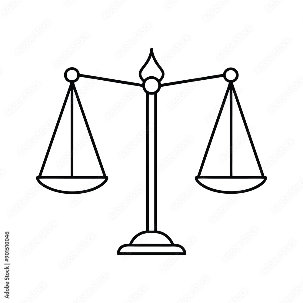 A balanced scale line art vector A balanced scale line art vector