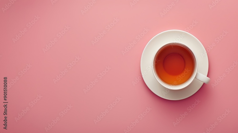 Minimalist Tea Cup on Pink Background Minimalist Tea Cup on Pink Background