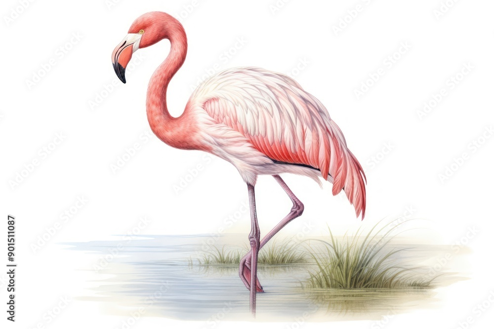 Fototapeta premium Flamingo bird animal spoonbill wildlife.