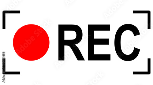 Recording Button Icon Sign Symbol with Frame in Vector Illustration
