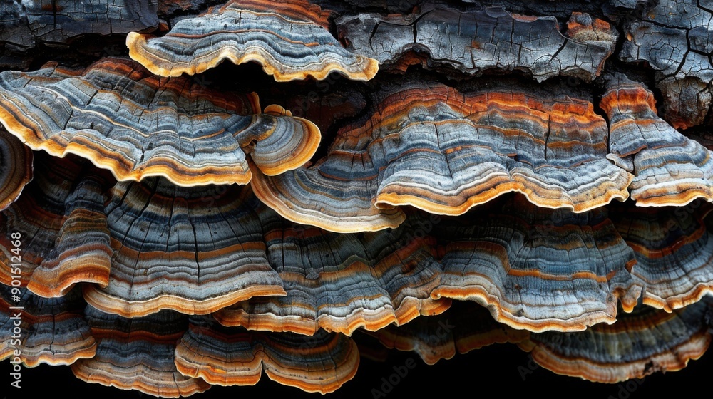 Detailed view of tree mushrooms Detailed view of tree mushrooms