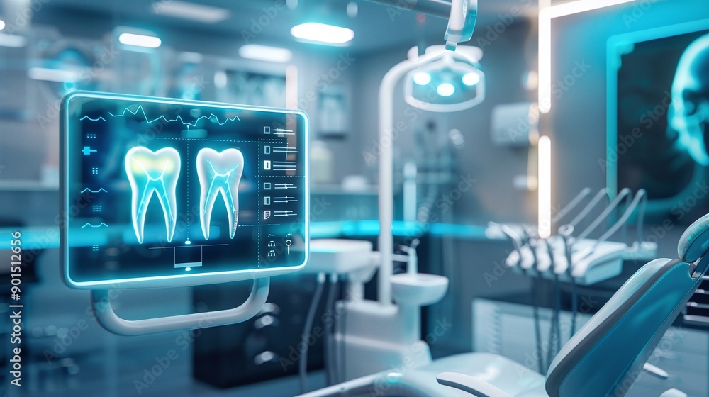 Futuristic background of endodontic dental treatment Futuristic background of endodontic dental treatment