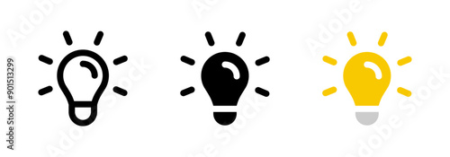 Light bulb icon. Idea symbol. Electric lamp vector illustration. Electric power sign. Shining light bulb pictogram.