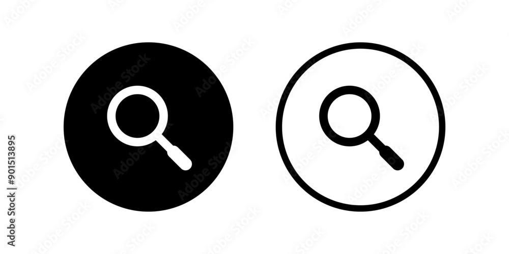 Search icon set. Magnifying glass sign. Flat illustration of vector icon on white background Search icon set. Magnifying glass sign. Flat illustration of vector icon on white background