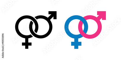 Gender icon set. Male and female sign. Flat illustration of vector icon on white background