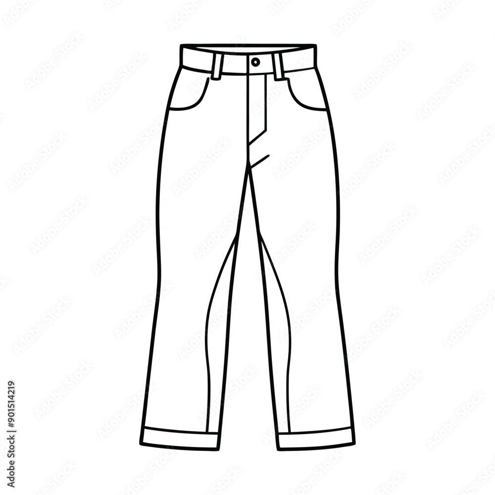 A stylish jean trousers line art vector A stylish jean trousers line art vector