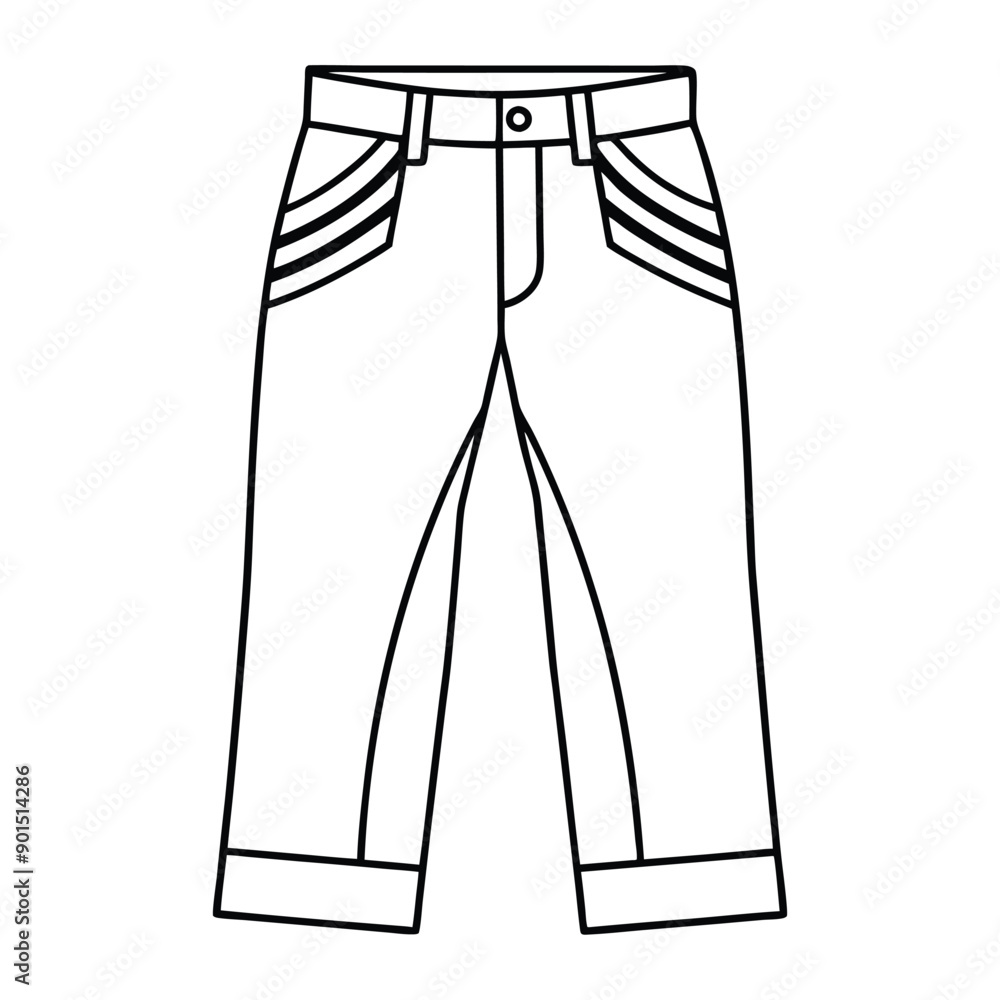 A stylish jean trousers line art vector A stylish jean trousers line art vector