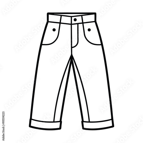 A stylish jean trousers line art vector