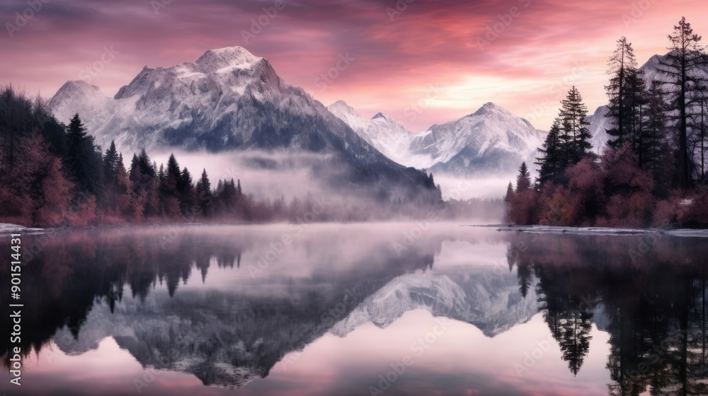 Obraz premium Mountain wallpaper landscape nature lake.