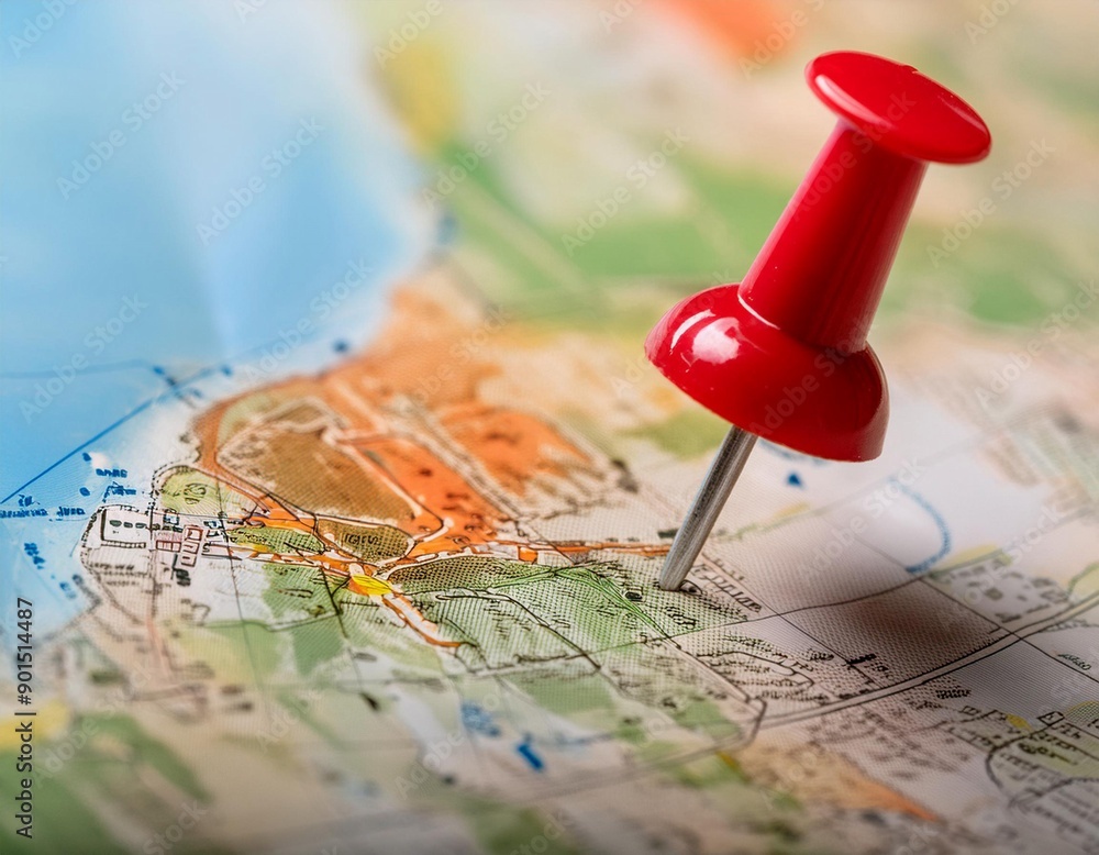 Marker pointing to a specific location on a map, representing geographic positioning and site identification. Marker pointing to a specific location on a map, representing geographic positioning and site identification.