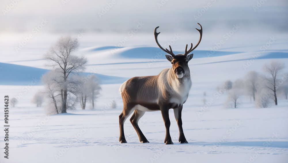 Majestic Reindeer in the Arctic Tundra