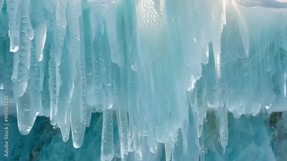 A closeup of the details in the frozen waterfall capturing the delicate icicles and intricate textures of the frozen water. A closeup of the details in the frozen waterfall capturing the delicate icicles and intricate textures of the frozen water.
