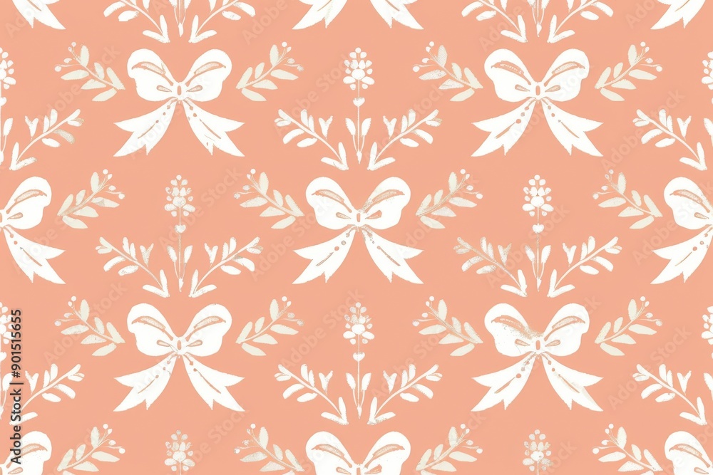 Soft Pastel Floral and Bow Pattern Design Soft Pastel Floral and Bow Pattern Design