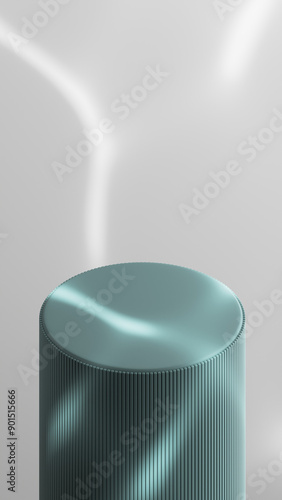 Minimalist Cylindrical Podium with Ribbed Surface for Modern Product Display - 3D Render for Showcase and Presentation
