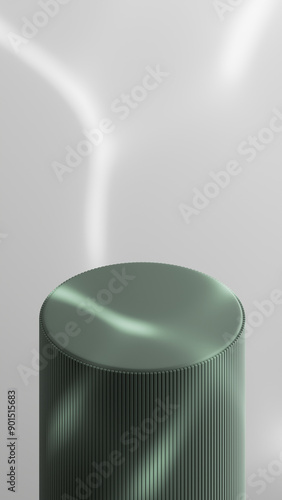 Minimalist Cylindrical Podium with Ribbed Surface for Modern Product Display - 3D Render for Showcase and Presentation