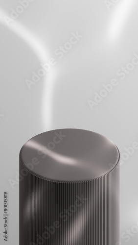 Minimalist Cylindrical Podium with Ribbed Surface for Modern Product Display - 3D Render for Showcase and Presentation