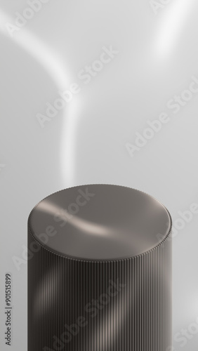 Minimalist Cylindrical Podium with Ribbed Surface for Modern Product Display - 3D Render for Showcase and Presentation