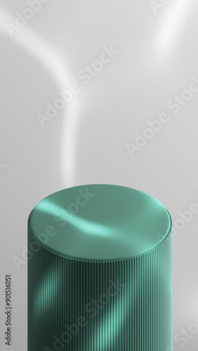 Minimalist Cylindrical Podium with Ribbed Surface for Modern Product Display - 3D Render for Showcase and Presentation