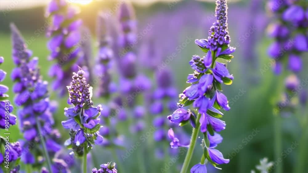 Vibrant lavender field with blooming purple f Vibrant lavender field with blooming purple f