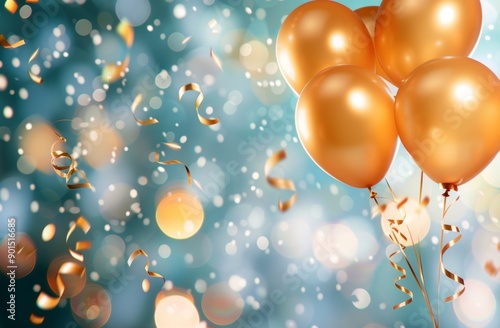 Golden Balloons and Confetti