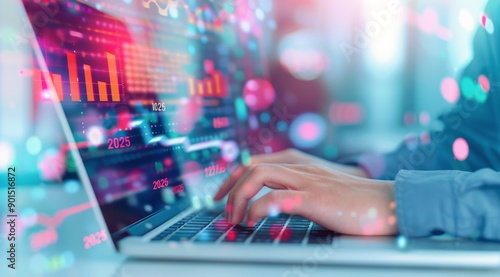 Person Typing on Laptop With 2025 Financial Data