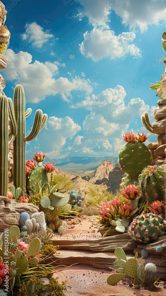 Fototapeta premium Podium with Dragonfruit and Midday Light, Exotic Fruit Display, Natural Outdoor Backdrop. AI generated illustration