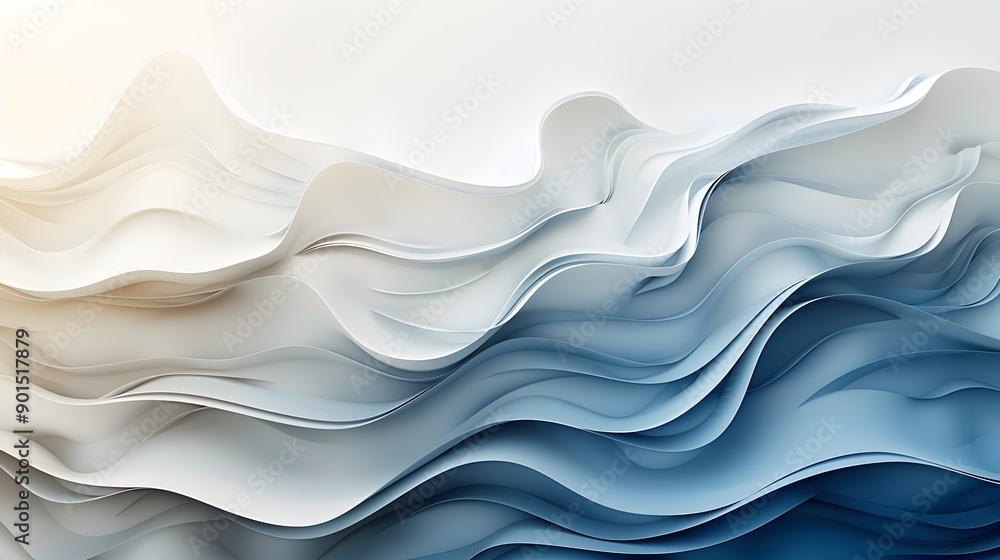 Obraz premium Serene Waves of Paper-Like Textures in Soft Blue and White Tones
