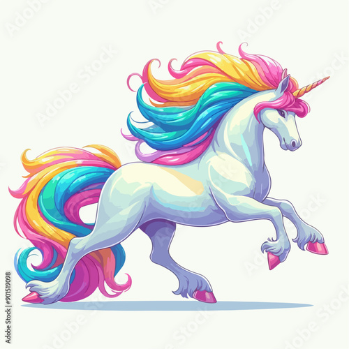 Cartoon illustration of beautiful unicorn. fantasy animal © ZulHaq