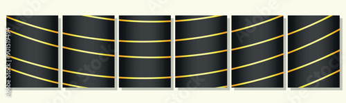 Set of elegant golden vip background design with lines. Luxury black premium backgrounds set. Modern backgrounds for poster, banner, wallpaper, website, brochure.