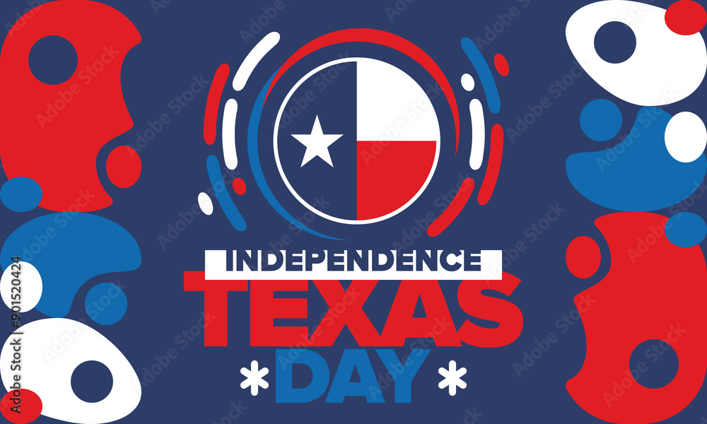 Texas Independence Day. Texas flag. Lone star flag. Freedom holiday in Unites States, celebrated annual in March. Patriotic vector poster. Creative illustration Texas Independence Day. Texas flag. Lone star flag. Freedom holiday in Unites States, celebrated annual in March. Patriotic vector poster. Creative illustration