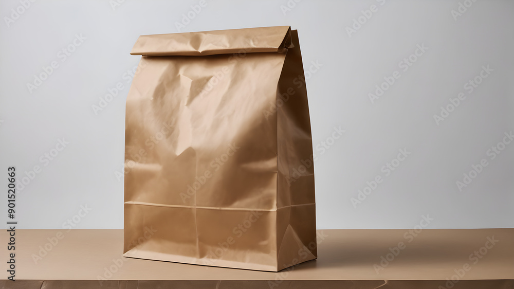 Cardboard bag on white background. Generative AI Cardboard bag on white background. Generative AI