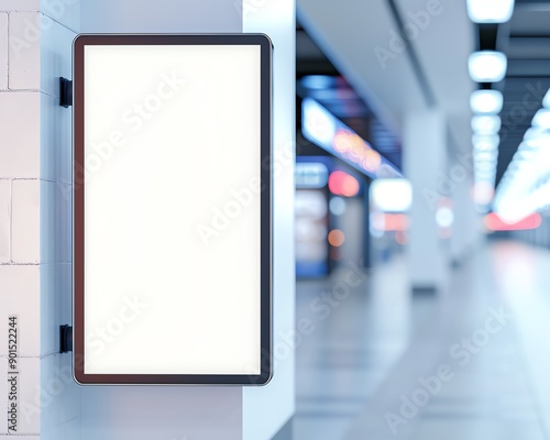 Digital signage, interactive marketing displays, D illustration, modern retail concept, copy space,