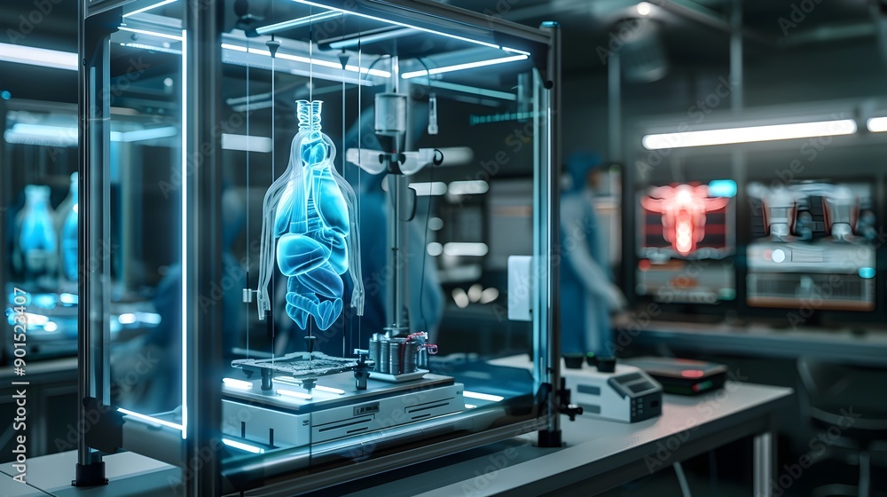 Futuristic Medical Lab with 3D Printers and Bioreactors Advancing Organ Futuristic Medical Lab with 3D Printers and Bioreactors Advancing Organ