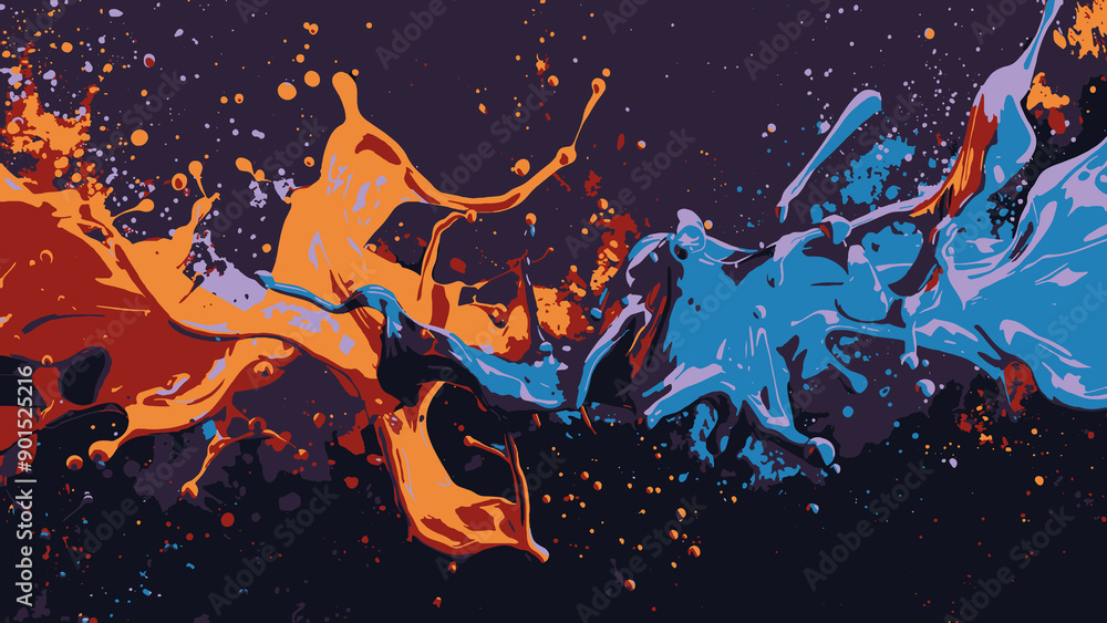 Luminous paint splatters forming vibrant, glowing backgrounds Luminous paint splatters forming vibrant, glowing backgrounds