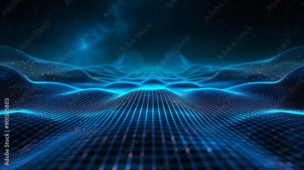 custom made wallpaper toronto digitalAbstract technology big data background with neon blue grid lines, Data Visualization, Digital Networks Innovation, processing of large datasets.