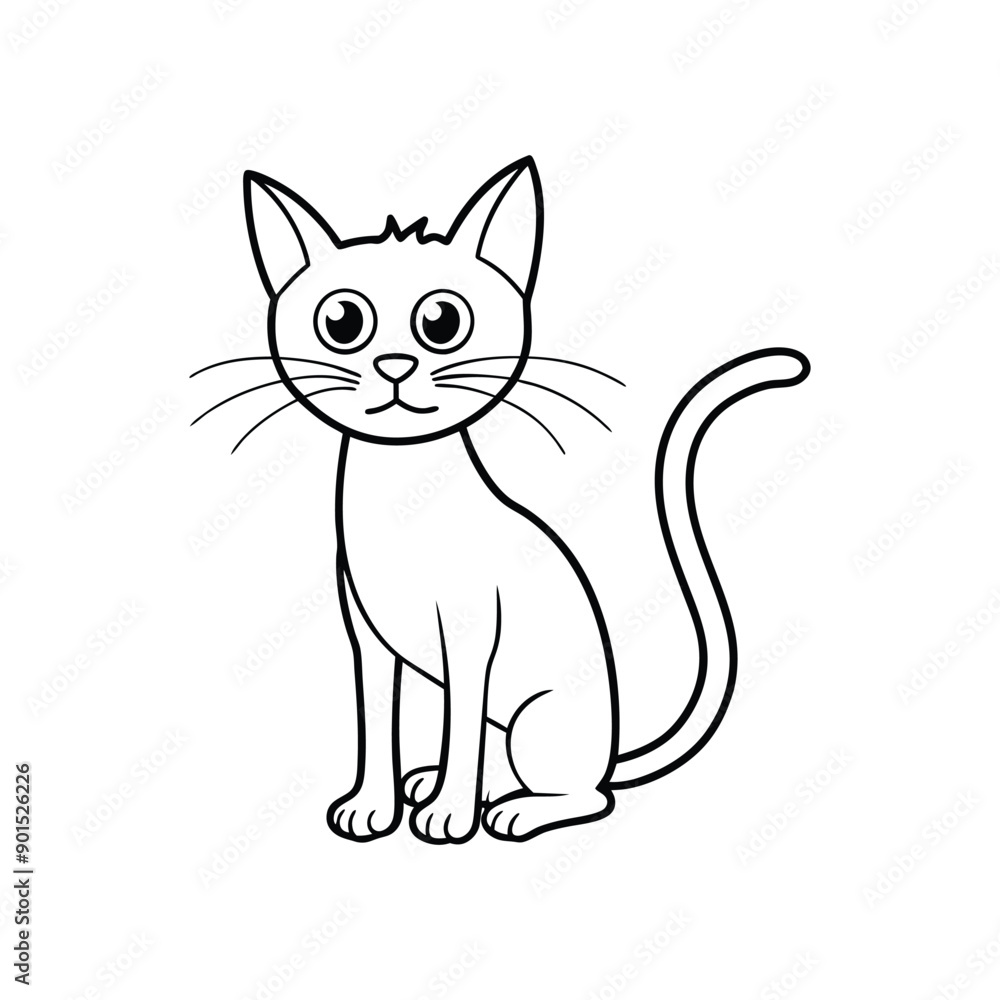 Obraz premium Sad Skinny Cartoon Cat Clipart Illustration