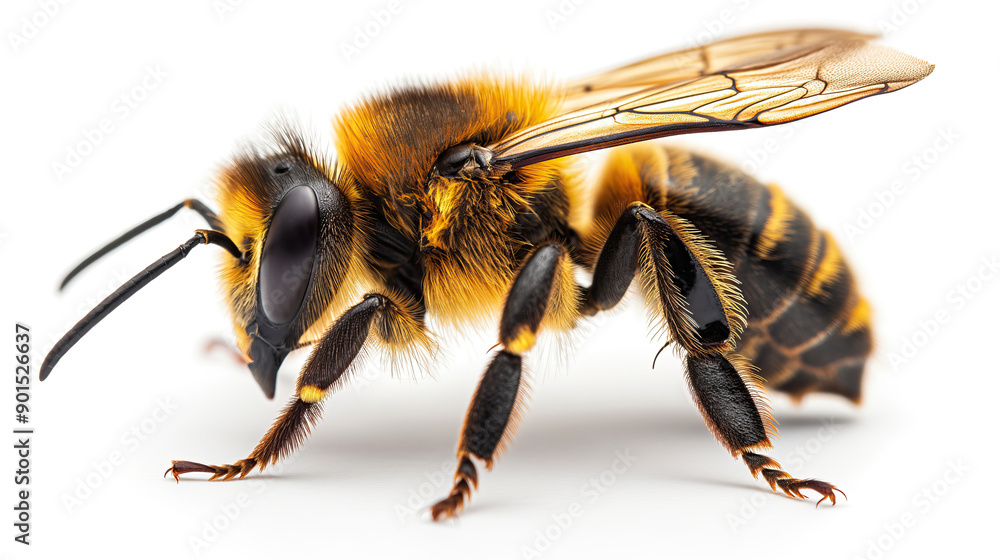 one single honey bee on white background one single honey bee on white background