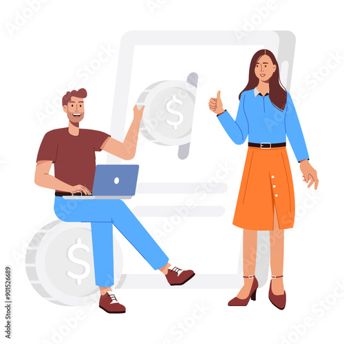 Person doing online investment, flat illustration 

