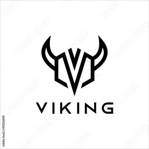 line art Viking logo vector