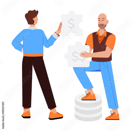 People doings contributions, flat illustration 

