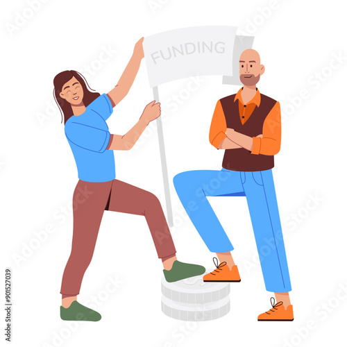Fundraising campaign character based flat illustration 

