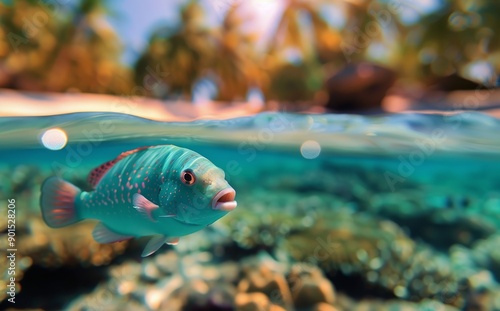 Colorful Fish Under Tropical Water