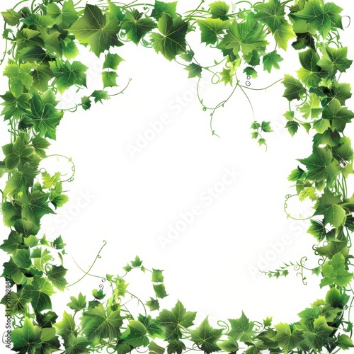 This natural decorative ivy foliage border illustration features a green ivy creeper plant surrounded by a hedera vine.