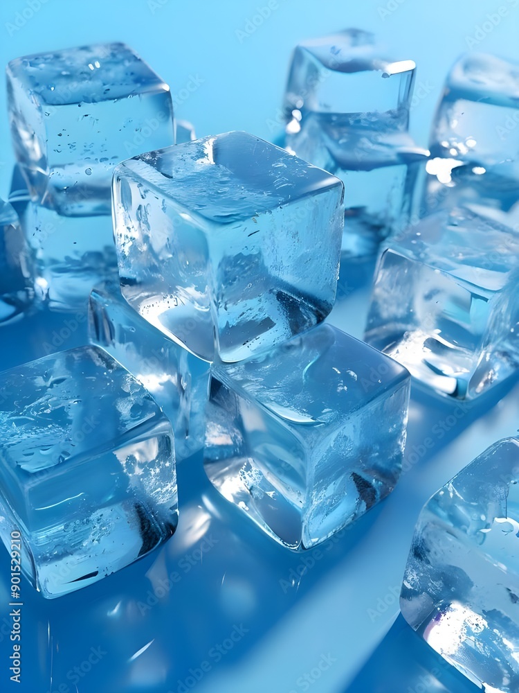 Obraz premium ice cubes on blue background