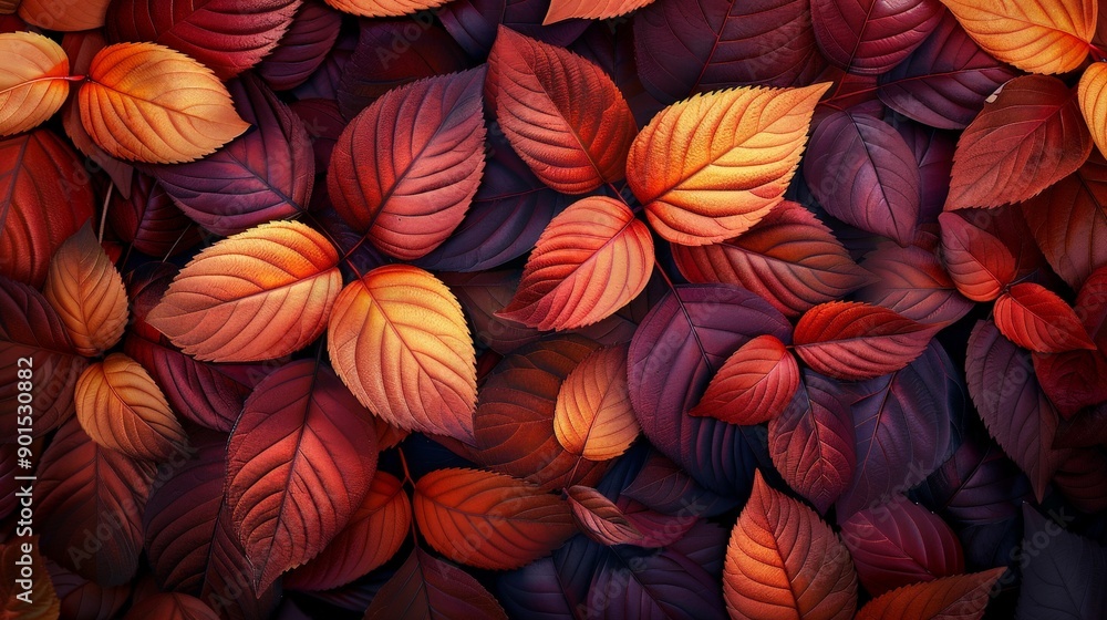 Autumn leaves background with rich, warm colors and detailed leaf patterns Autumn leaves background with rich, warm colors and detailed leaf patterns