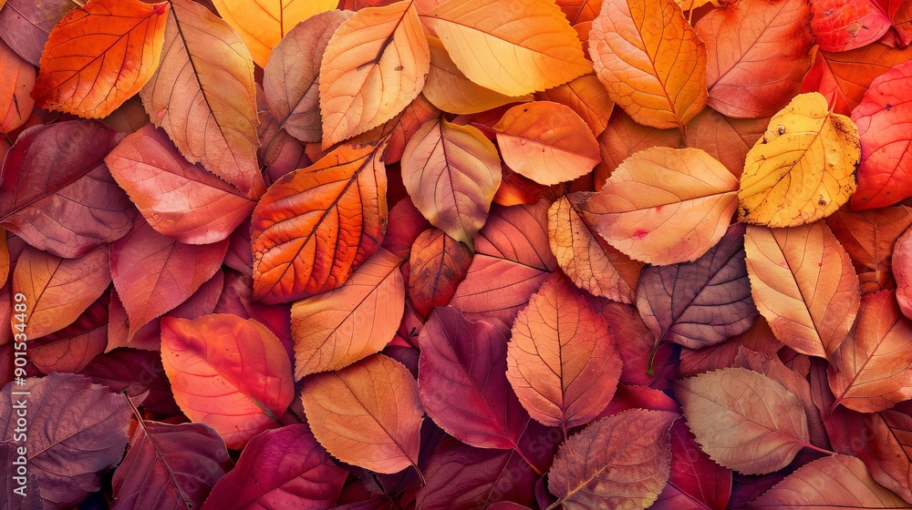 Autumn leaves background with rich, warm colors and detailed leaf patterns Autumn leaves background with rich, warm colors and detailed leaf patterns