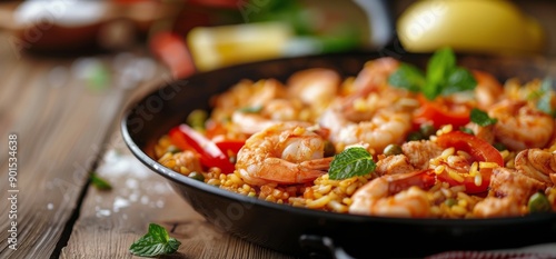 Seafood Paella Dish With Shrimp